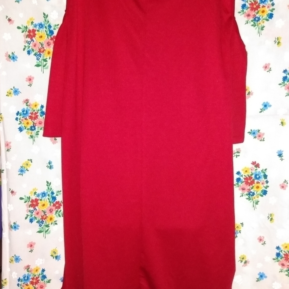 Signature Collection Dress,  sz 2W 22-24W Deep Red, short sleeve cutouts NWOT - Picture 2 of 6